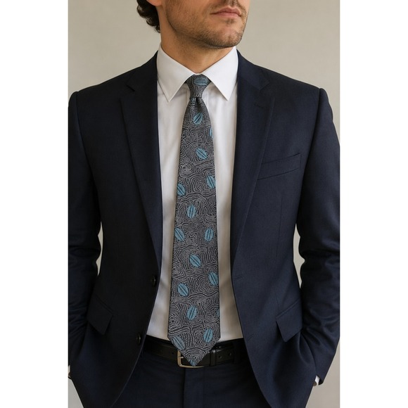 Giorgio Armani Other - Giorgio Armani Made in Italy Silk Tie Gray Blue Abstract Geometric Necktie
